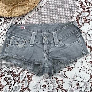 TRUE RELIGION GREY JEAN SHORTS